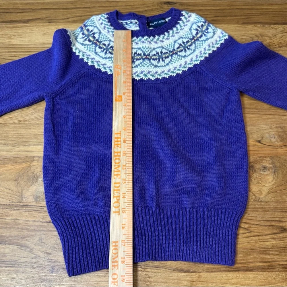 Vintage Ralph Lauren Sweater Girls’ Large Purple w. Patterned Collar